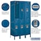Salsbury Industries Wardrobe Locker, 45" W, 18" D, 78" H, (3) Wide, (6) Openings, Blue 52368BL-U - alternate 3